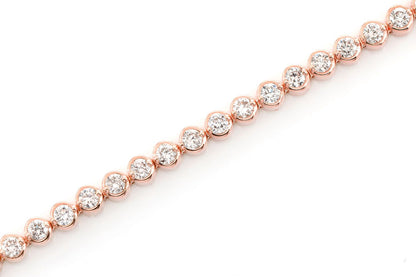 BEZEL SET DIAMOND TENNIS BRACELET 14K SOLID GOLD 2.00CTW