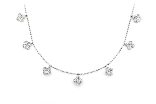 CLOVER DIAMOND NECKLACE 14K SOLID GOLD 1.75CTW