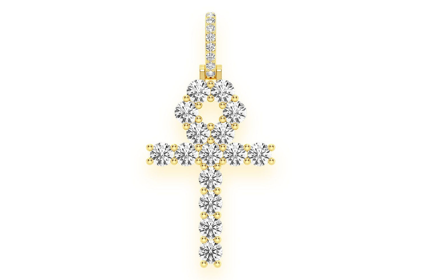 ANKH DIAMOND PENDANT 14K SOLID GOLD 0.25CTW