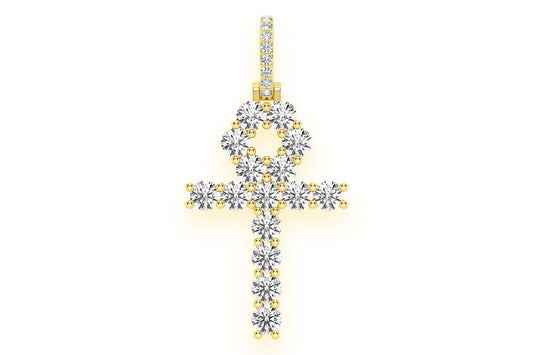 ANKH DIAMOND PENDANT 14K SOLID GOLD 0.25CTW