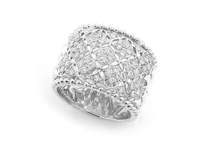 FLORAL WEAVED DIAMOND BAND 14K SOLID GOLD 0.70CTW