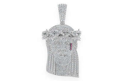 JESUS DIAMOND PENDANT 14K SOLID GOLD 5.25CTW