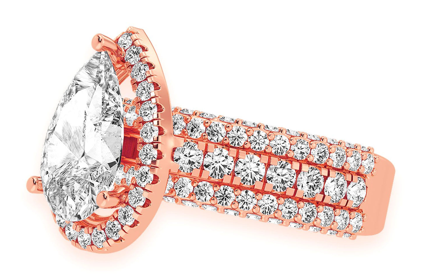 3.00CT PEAR SOLITAIRE - THREE ROW - DIAMOND ENGAGEMENT RING