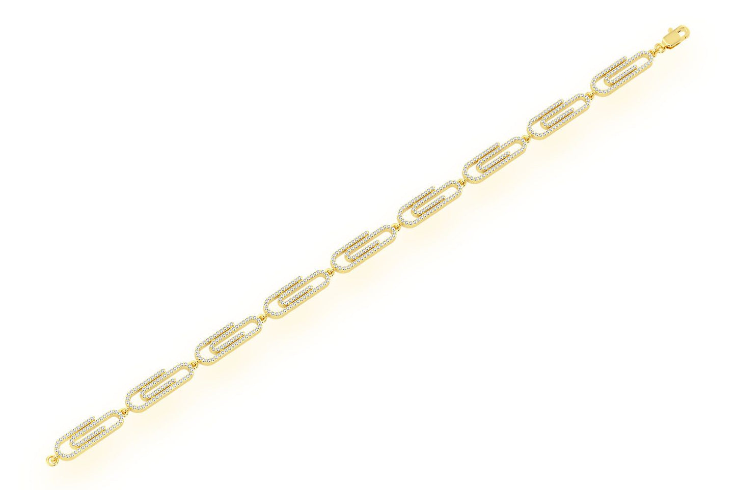 PAPER CLIP ETERNITY DIAMOND BRACELET 14K SOLID GOLD 1.85CTW