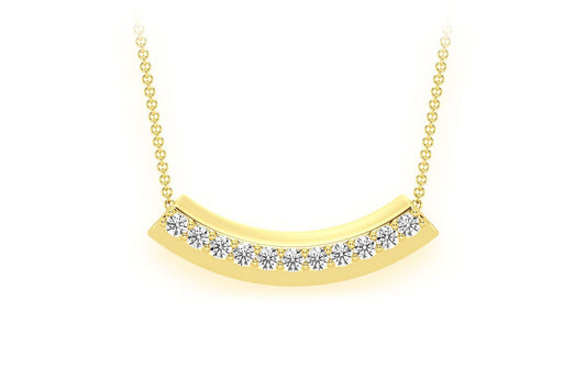 NOODLE DIAMOND PENDANT 14K SOLID GOLD CHAIN ATTACHED 0.20CTW