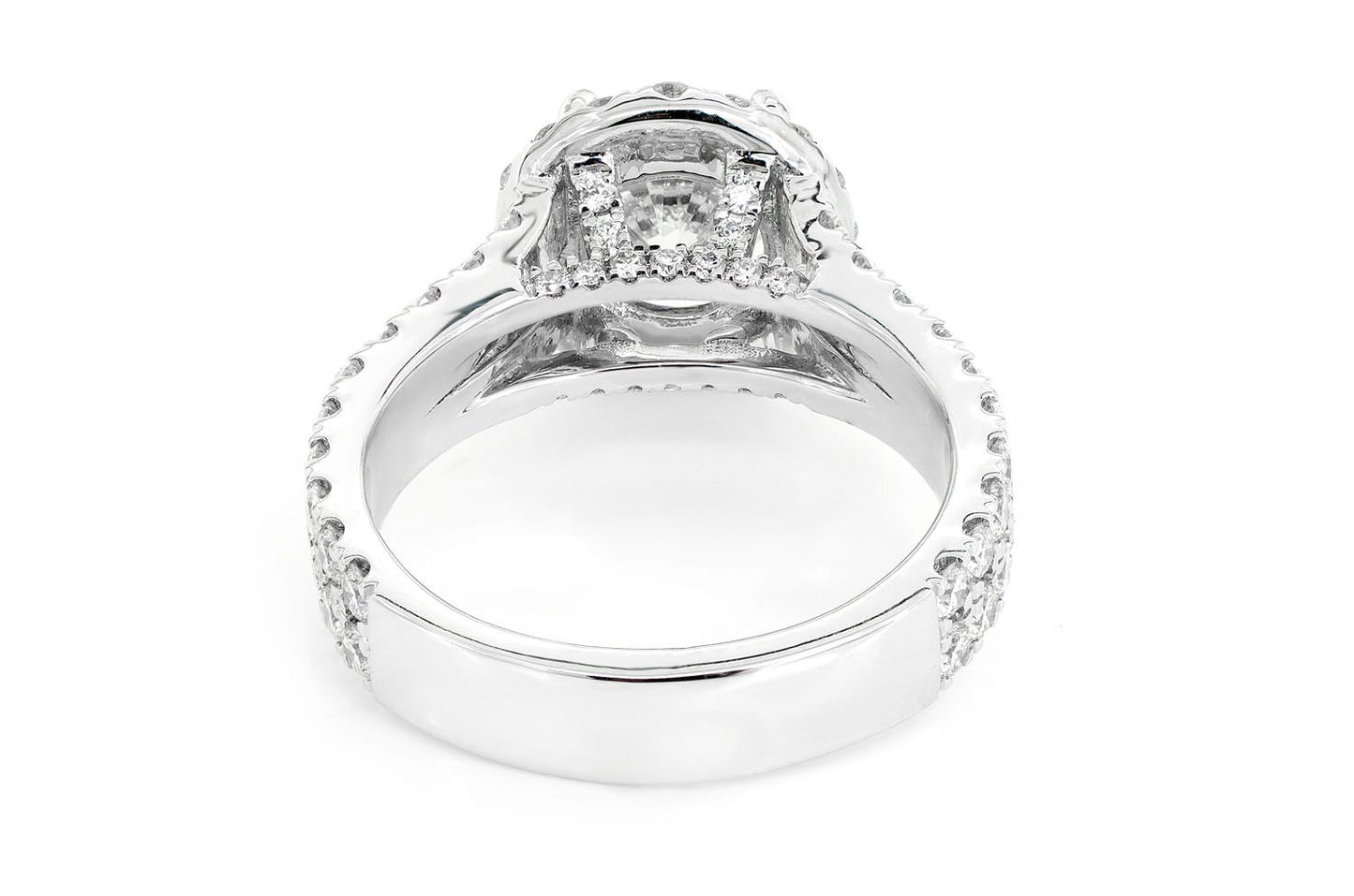 SPHINX - ROUND HALO SPLIT SHANK DIAMOND RING 14K SOLID GOLD 3.29CTW