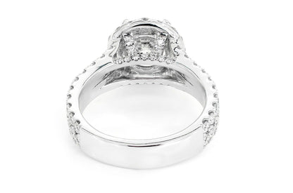 SPHINX - ROUND HALO SPLIT SHANK DIAMOND RING 14K SOLID GOLD 3.29CTW