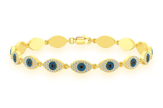 EVIL EYE ETERNITY DIAMOND BRACELET 14K SOLID GOLD 2.45CTW