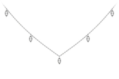 MARQUISE SHAPED DANGLING DIAMOND STATION NECKLACE 14K SOLID GOLD 0.12CTW
