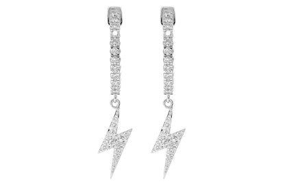 LIGHTNING DANGLING DIAMOND HOOPS 14K SOLID GOLD 1.10CTW