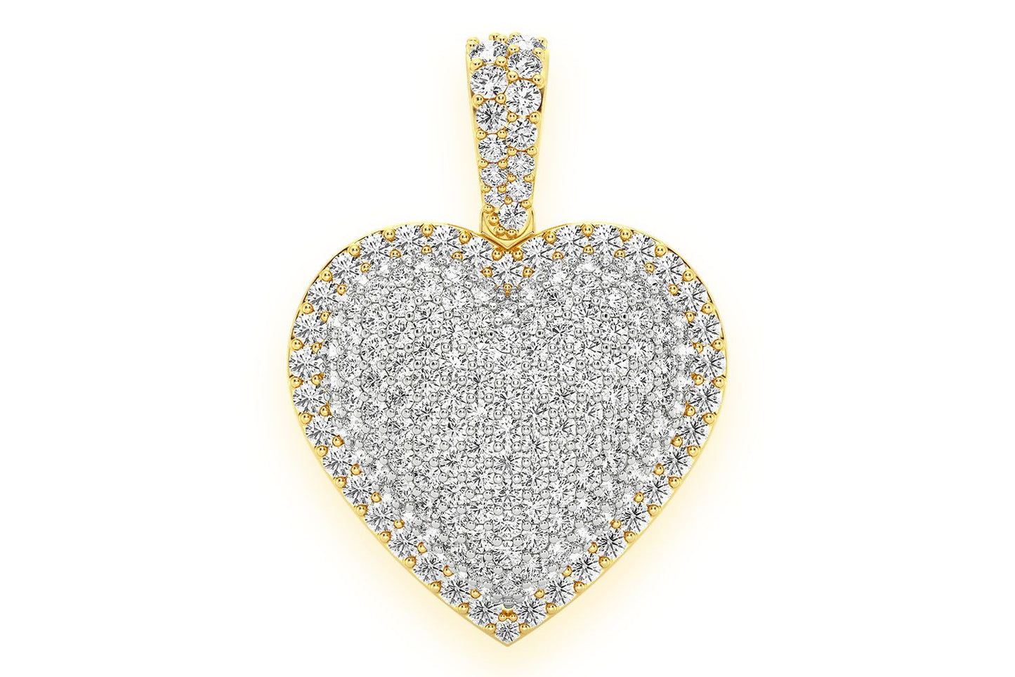 BUBBLY HEART DOUBLE LAYER DIAMOND PENDANT 14K SOLID GOLD 2.00CTW