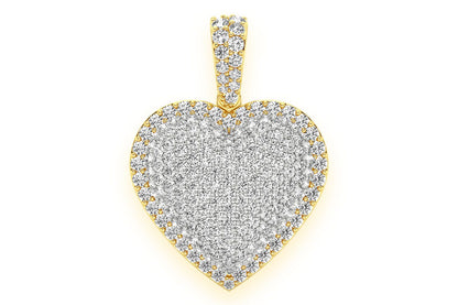 BUBBLY HEART DOUBLE LAYER DIAMOND PENDANT 14K SOLID GOLD 2.00CTW