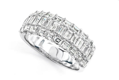 3 ROW BAGUETTE PRONG SET DIAMOND RING 14K SOLID GOLD 2.35CTW