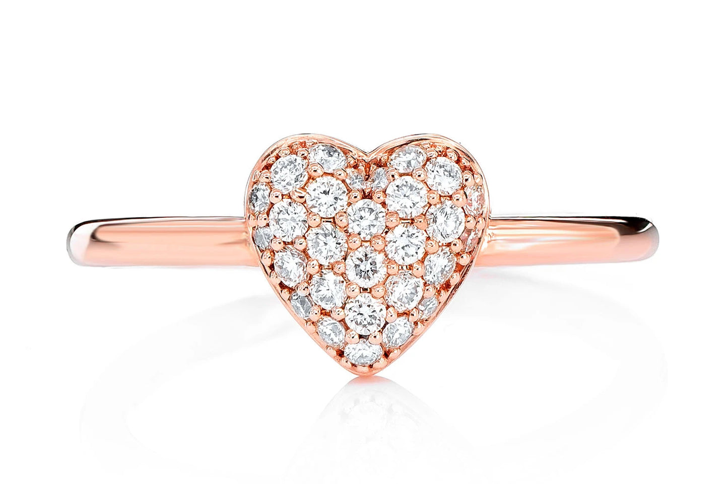 DIAMOND BUBBLY HEART RING 14K SOLID GOLD 0.20CTW