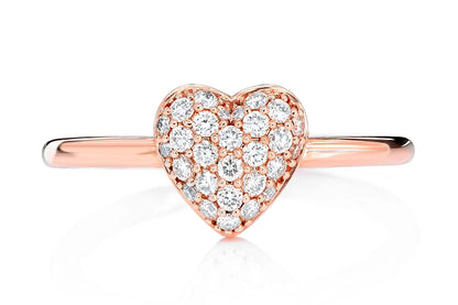 DIAMOND BUBBLY HEART RING 14K SOLID GOLD 0.20CTW