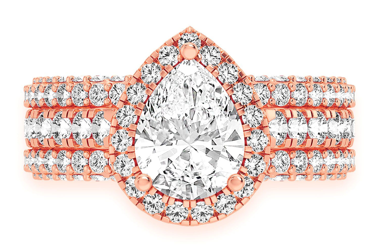 1.50CT PEAR SOLITAIRE - THREE ROW - DIAMOND ENGAGEMENT RING