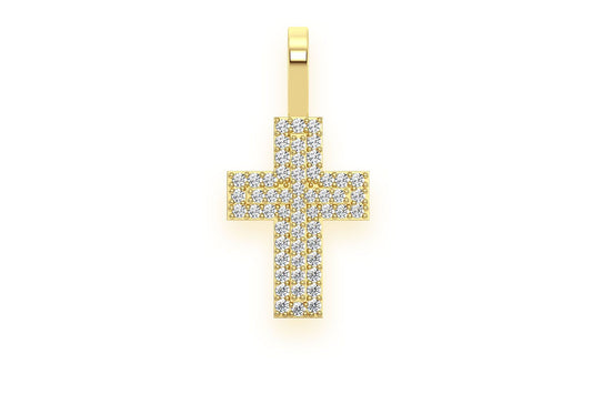 TWO LAYER CROSS DIAMOND PENDANT 14K SOLID GOLD .25CTW