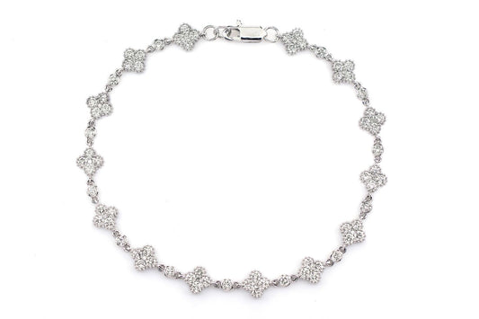CLOVER LINK BEZEL MILGRAIN DIAMOND BRACELET 14K SOLID GOLD 2.75CTW