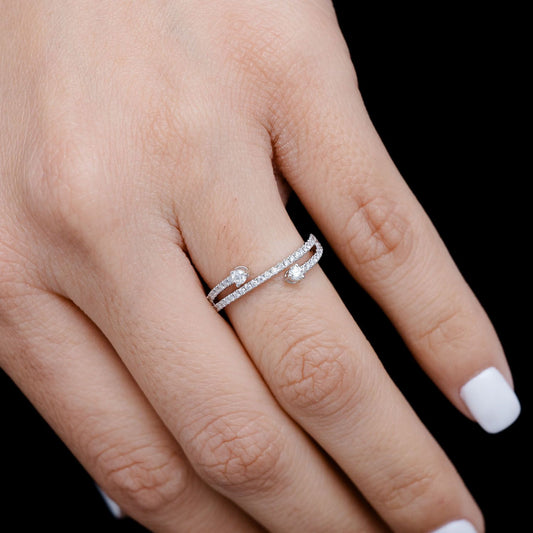 THREE ROW SPLIT BAND RING 14K SOLID GOLD 0.25CTW