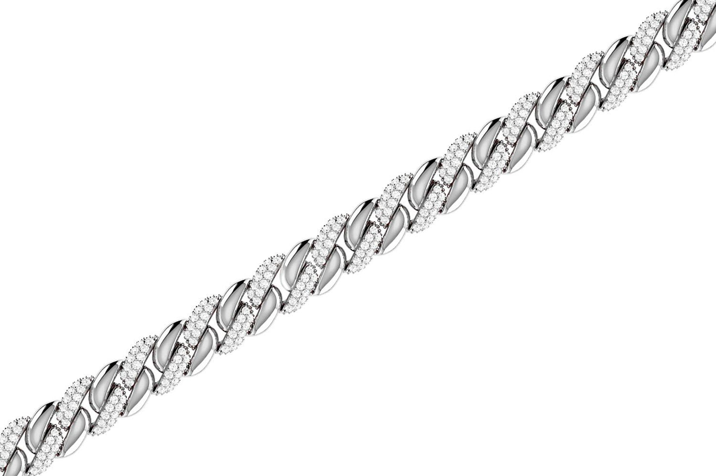 MIAMI CUBAN HALF LINK DIAMOND BRACELET 14K SOLID GOLD 0.85CTW