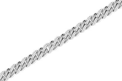 MIAMI CUBAN HALF LINK DIAMOND BRACELET 14K SOLID GOLD 0.85CTW