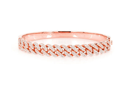 MIAMI CUBAN DIAMOND BANGLE 14K SOLID GOLD 1.65CTW