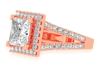 3.00CT PRINCESS SOLITAIRE - TWO ROW SPLIT - DIAMOND ENGAGEMENT RING