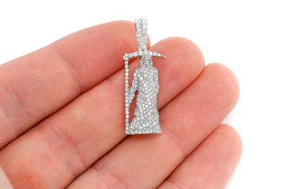 PANDANTIV CU DIAMANT GRIM REAPER, AUR MASIV DE 14K, 1.00CTW