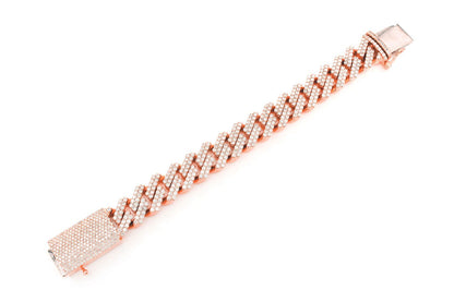 13MM RAISED DIAMOND  CUBAN LINK BRACELET 14K SOLID GOLD 11.50CTW