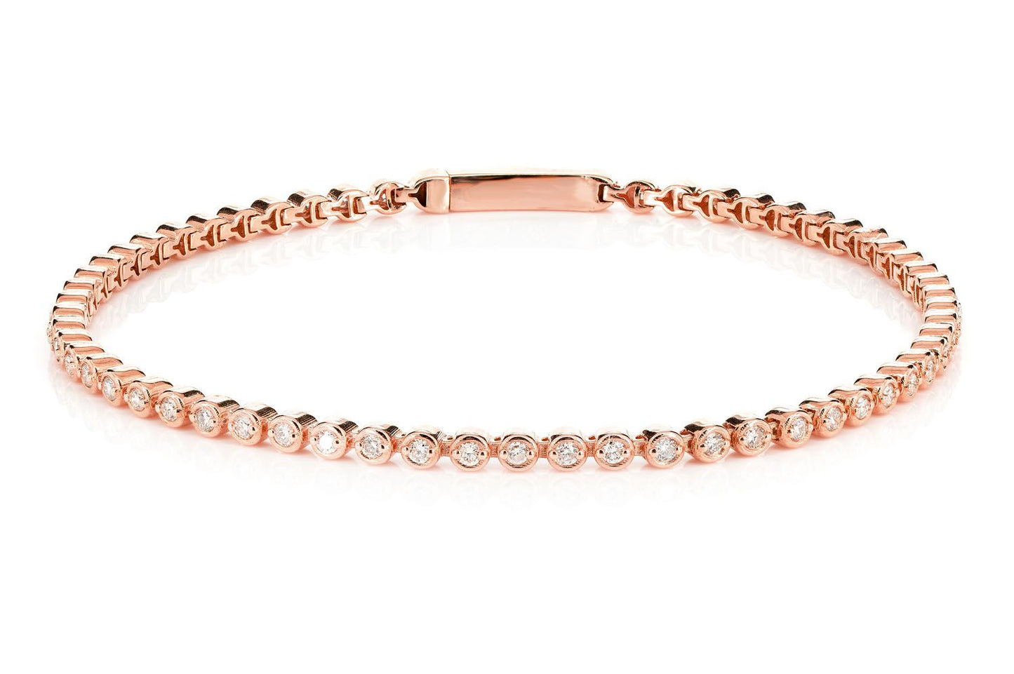 EXTENDED DIAMOND BEZEL LINK BRACELET 14K SOLID GOLD 0.80CTW