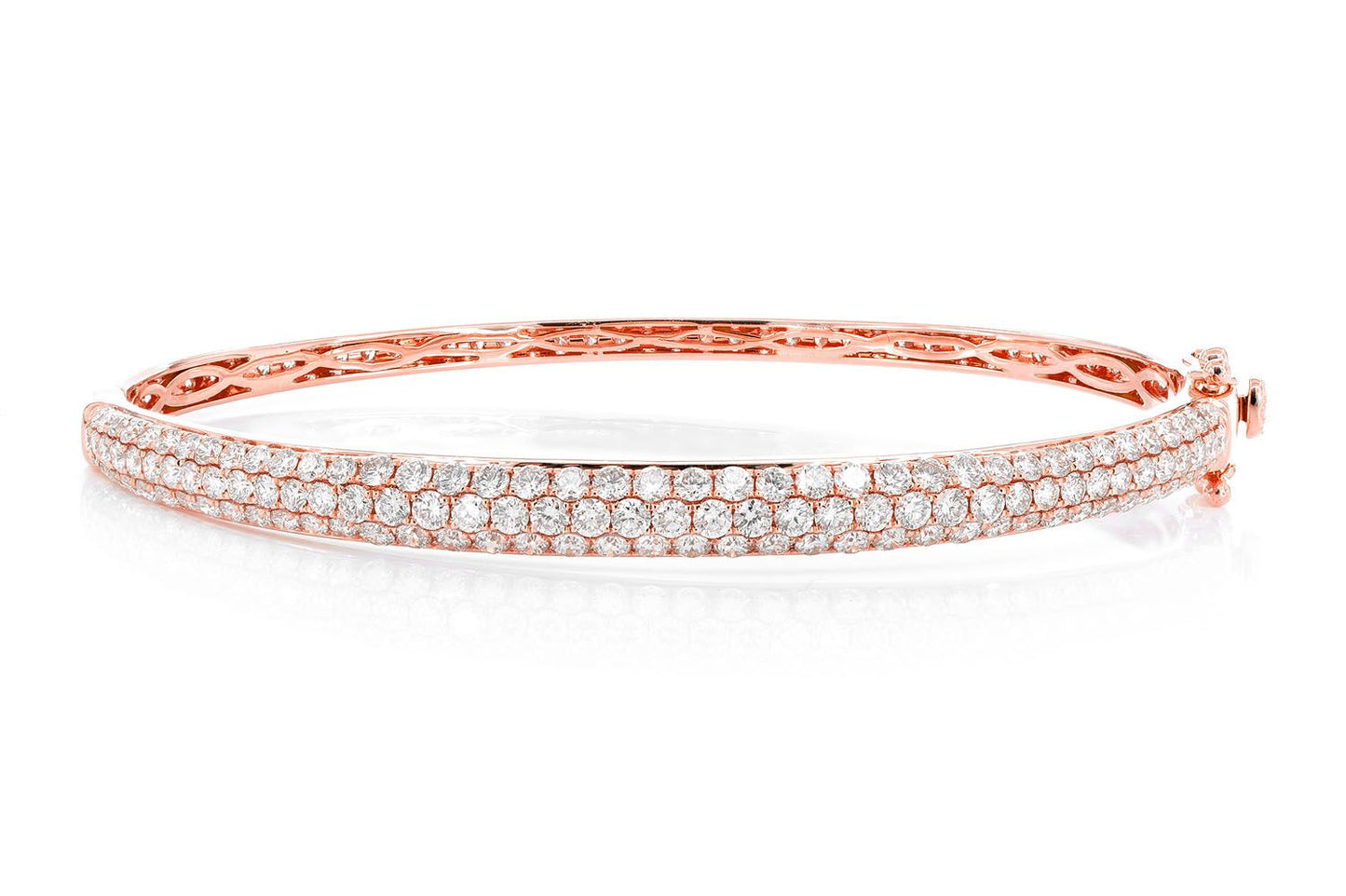 BUBBLY TWO-SIDED DIAMOND BANGLE BRACELET 4.00CTW 14K SOLID GOLD