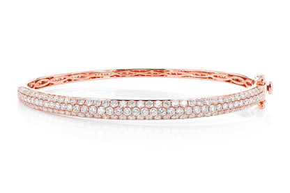 BUBBLY TWO-SIDED DIAMOND BANGLE BRACELET 4.00CTW 14K SOLID GOLD