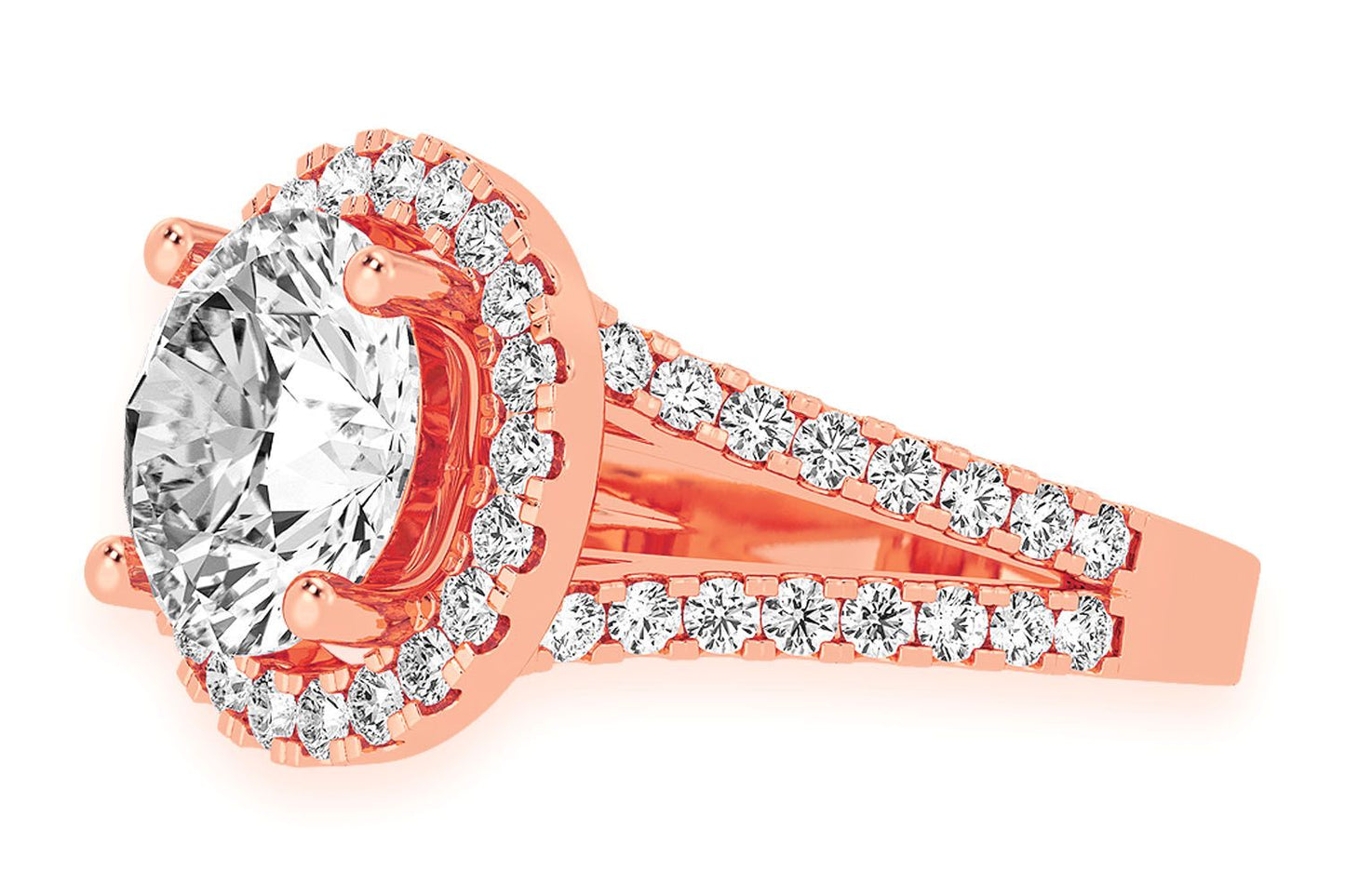 3.00CT ROUND SOLITAIRE - TWO ROW SPLIT - DIAMOND ENGAGEMENT RING