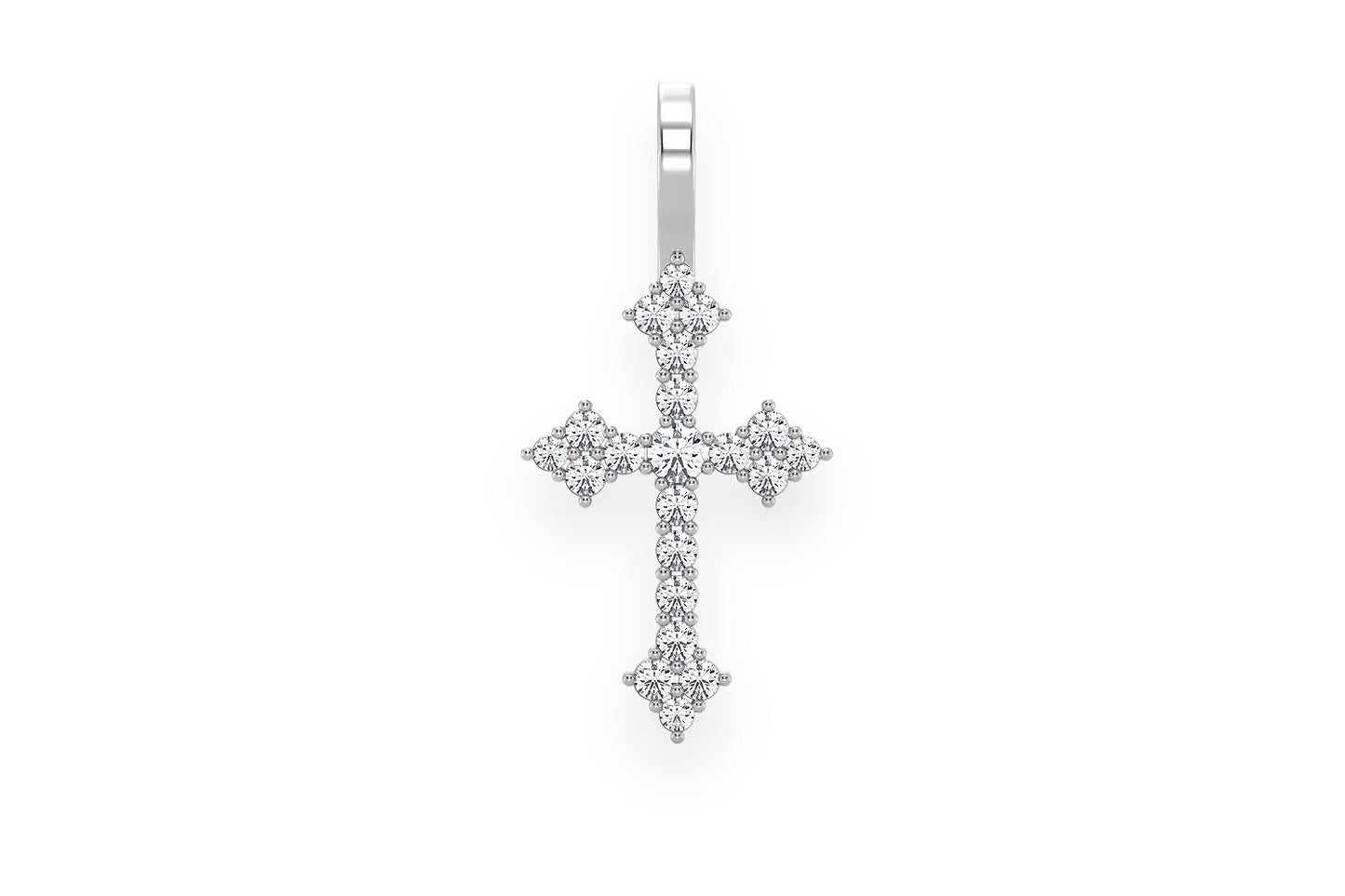 CROSS DIAMOND PENDANT 14K SOLID GOLD 0.15CTW