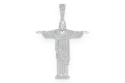 BRAZIL JESUS CHRIST THE REDEEMER DIAMOND PENDANT 14K SOLID GOLD 14K SOLID GOLD 4.25CTW