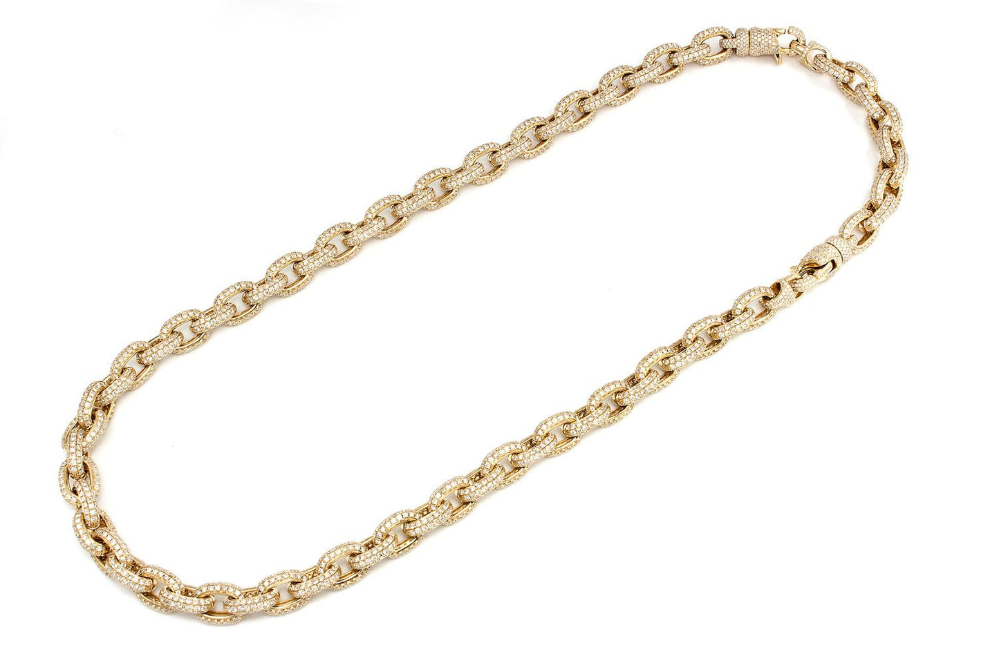 ELONGATED ROLO LINK DIAMOND NECKLACE 14K SOLID GOLD 58.48CTW