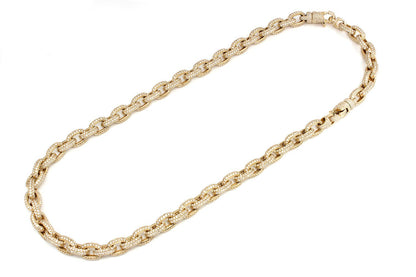 ELONGATED ROLO LINK DIAMOND NECKLACE 14K SOLID GOLD 58.48CTW