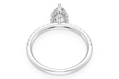 THINN - 1.00CT PEAR SOLITAIRE - ONE ROW UNDER HALO - DIAMOND ENGAGEMENT RING