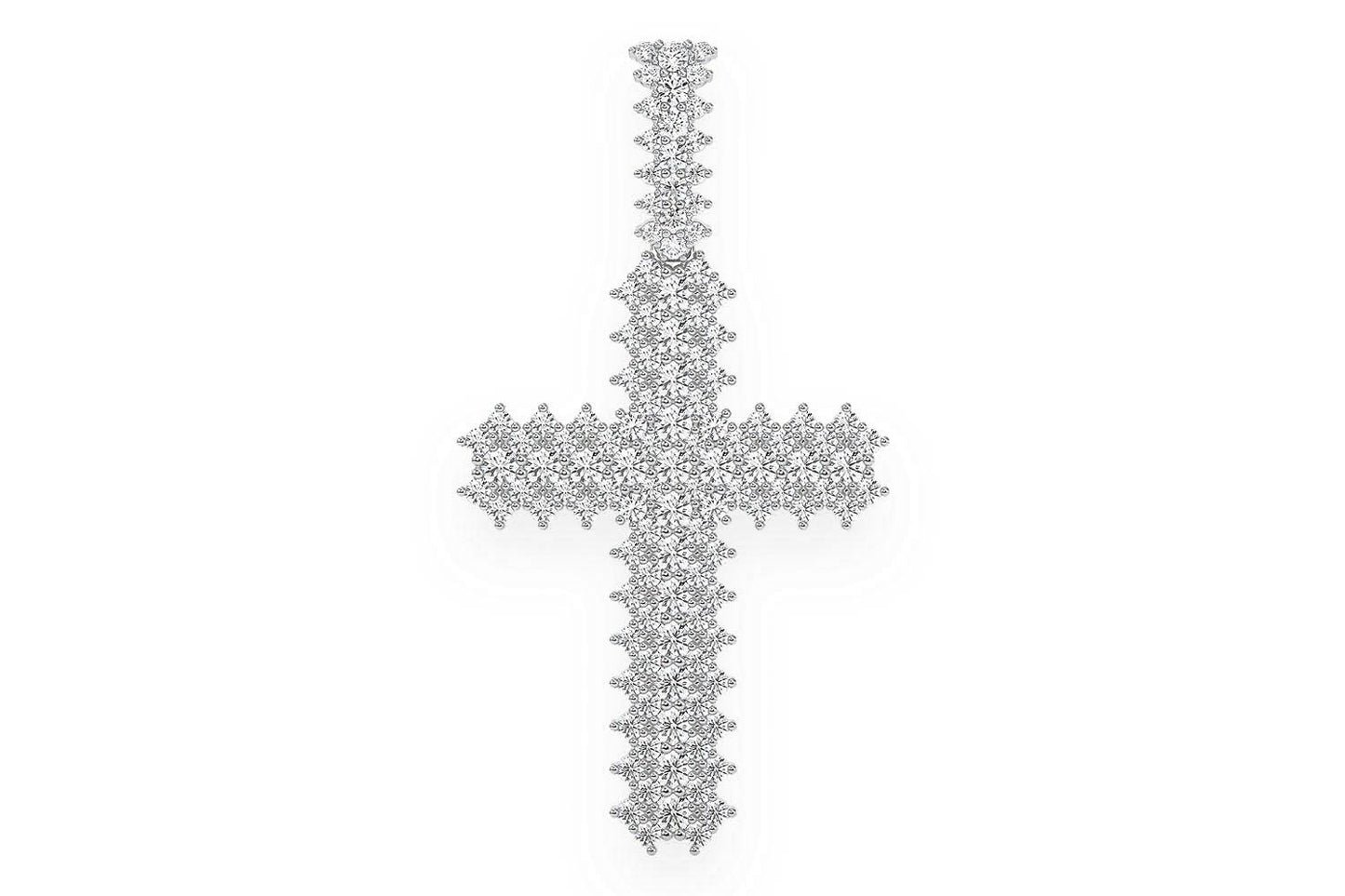 JAGGED CROSS DIAMOND PENDANT 14K SOLID GOLD 5.50CTW