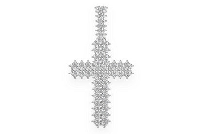 JAGGED CROSS DIAMOND PENDANT 14K SOLID GOLD 5.50CTW
