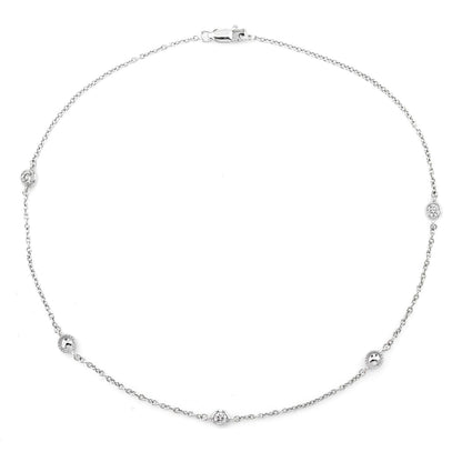 BEAD BEZEL DIAMOND STATION BRACELET 14K SOLID GOLD 0.10CTW