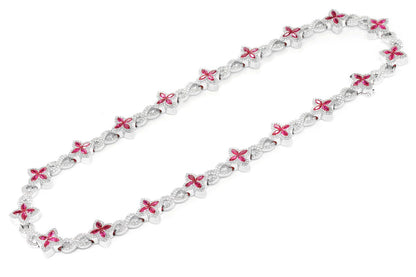 RUBY DIAMOND MARQUISE FLOWER INFINITY LINK NECKLACE SOLID GOLD 33.75CTW