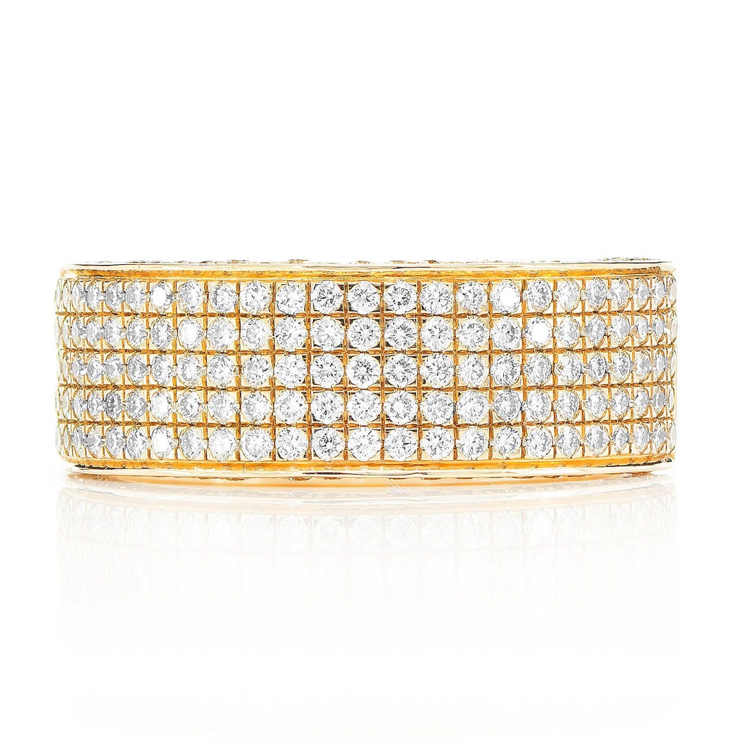 FIVE ROW PAVE DIAMOND BAND RING 14K SOLID GOLD 1.00CTW