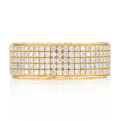 FIVE ROW PAVE DIAMOND BAND RING 14K SOLID GOLD 1.00CTW
