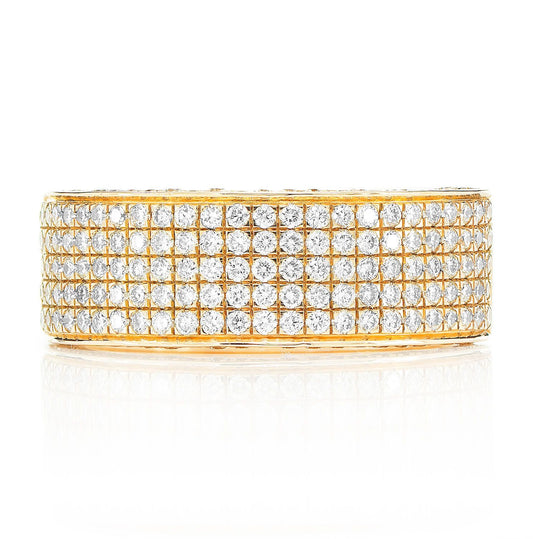 FIVE ROW PAVE DIAMOND BAND RING 14K SOLID GOLD 1.00CTW