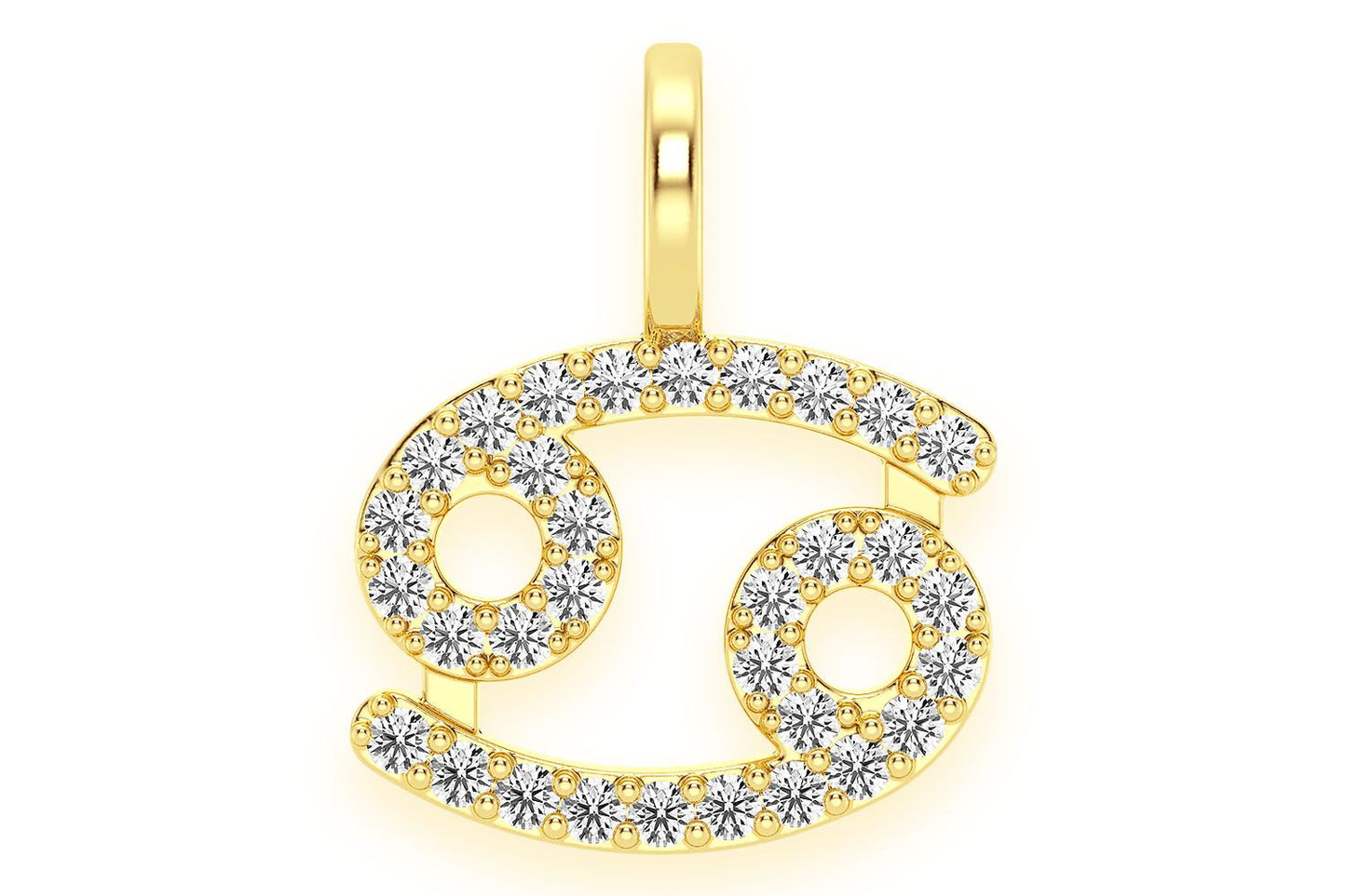 Pandantiv cu diamant și zodiac Rac, aur masiv de 14K, 0.10 ct