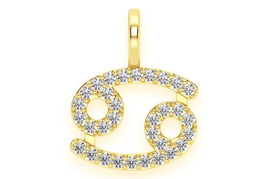 CANCER ZODIAC DIAMOND PENDANT 14K SOLID GOLD 0.10CTW