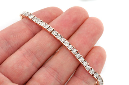 9PT MIRACLE SET DIAMOND TENNIS BRACELET 14K SOLID GOLD 4.50CTW