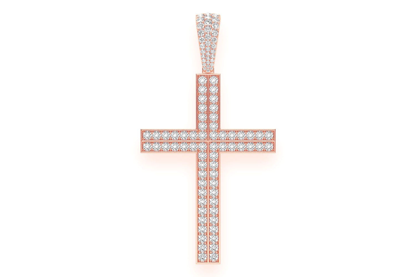 STRAIGHT ACCENT CROSS DIAMOND PENDANT 14K SOLID GOLD 5.50CTW