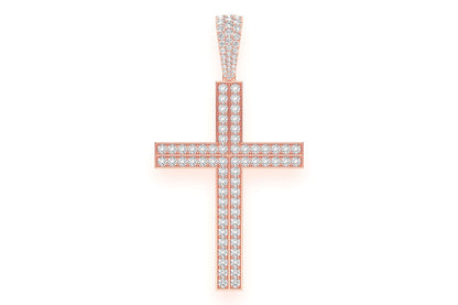 STRAIGHT ACCENT CROSS DIAMOND PENDANT 14K SOLID GOLD 5.50CTW